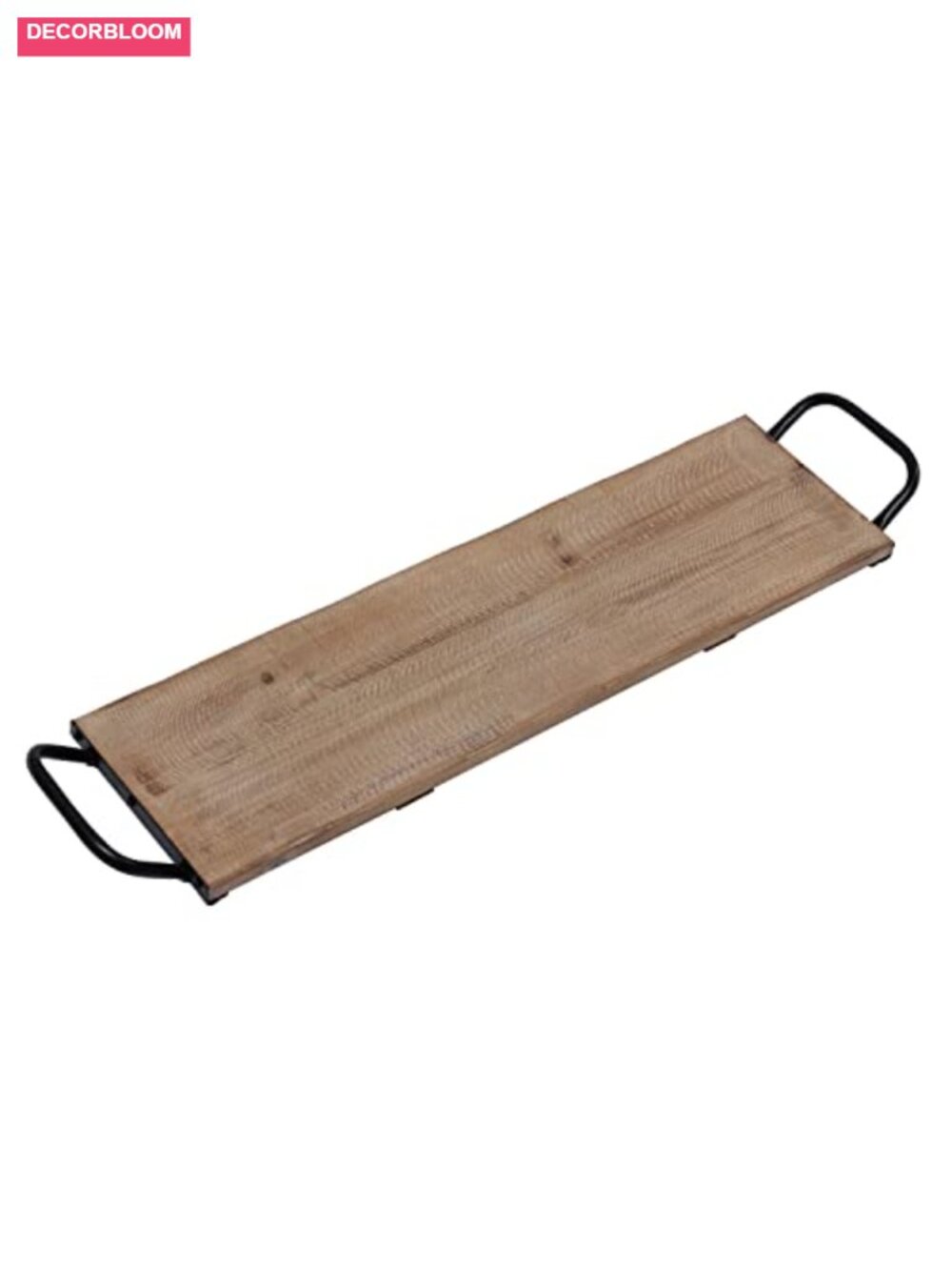 Rustic Long Narrow Wood Serving Tray with Handles